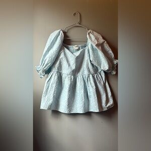 ARULA Light Blue Textured Blouse